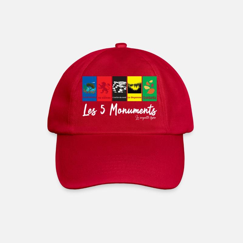 Die 5 Monumente - Radrennen - Baseballkappe - klassisch Rot
