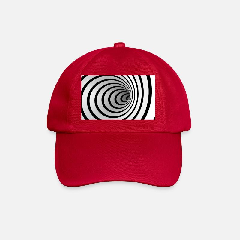 Black and White Spiral Vortex - Baseball Cap - classic red