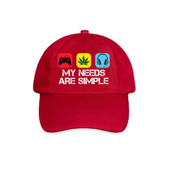 My Needs Are Simple: Game, Weed, Beats - Baseballkappe - klassisch Rot - Vorne