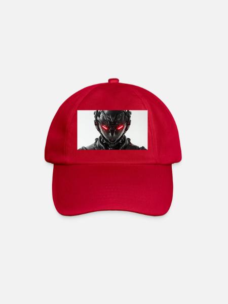 Futuristic robot with red glowing eyes - Baseball Cap - classic red