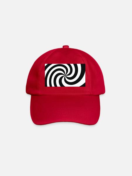 Hypnotische Schwarz-Weiß-Haarfeder - Baseballkappe - klassisch Rot