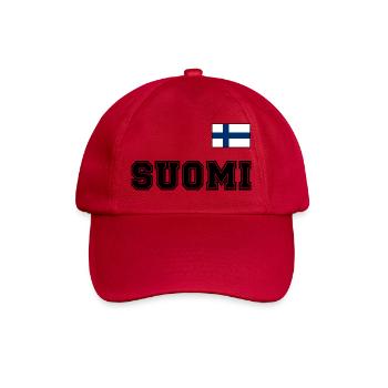 FINNLAND - SUOMI Trikot Look - Flagge auf Brust - Baseballkappe - klassisch Rot - Vorne
