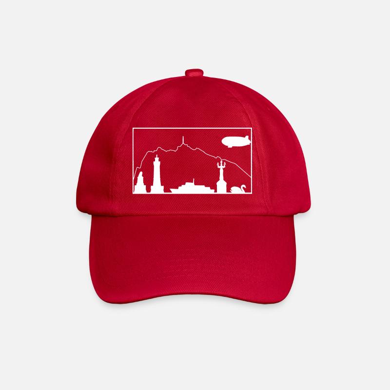 Bodensee & Pfänder | Silhouette filled | Weiß - Baseballkappe - klassisch Rot