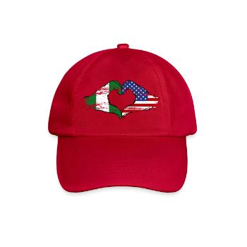 Nigeria USA flag hands heart shape used - Baseball Cap - classic red - Front