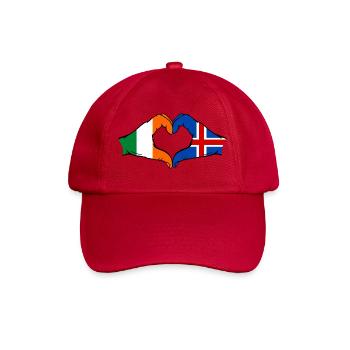 Ireland Iceland flag hands heart shape - Baseball Cap - classic red - Front