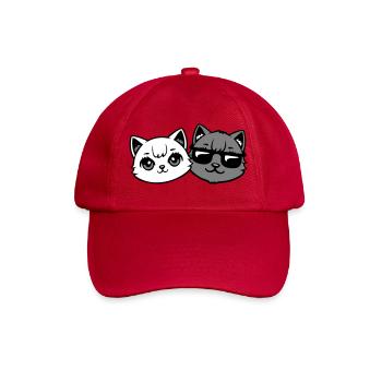Cute Kittens Cool Male Couple Black and White Cats - Baseball Cap - classic red - Front