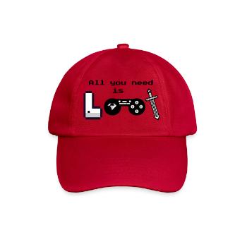 Pixel Logo Gaming "All you need is loot" - Baseballkappe - klassisch Rot - Vorne
