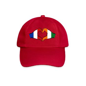 France Ivory Coast Flag Hands Heart Shape - Baseball Cap - classic red - Front
