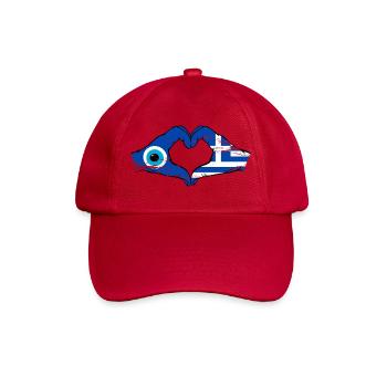 Greece Mati Flag Hands Heart Shape Used - Baseball Cap - classic red - Front