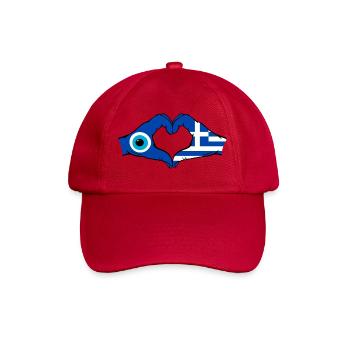 Greece Nazar Flag Hands Heart Shape - Baseball Cap - classic red - Front
