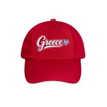 Greece Script with Flag Heart Fan Patriotic - Baseball Cap - classic red - Front