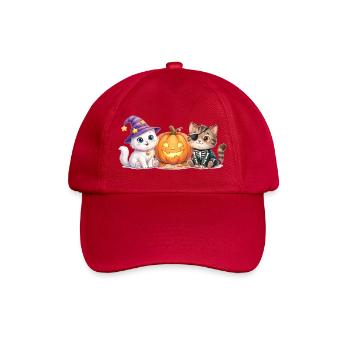 Süße Halloween Katzen mit Kürbis – Smilla & Fiete - Baseballkappe - klassisch Rot - Vorne