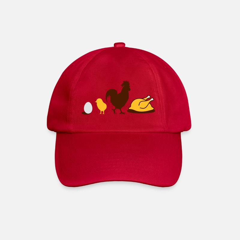 Ei,Küken,Hahn und Hähnchen-Geflügel Evolution - Baseballkappe - klassisch Rot