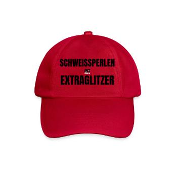 Schweißperlen mit Extraglitzer - Baseballkappe - klassisch Rot - Vorne