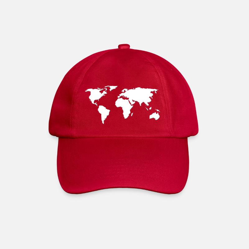Weltkarte (Reisen) - Baseballkappe - klassisch Rot