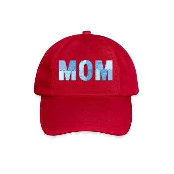 MOM Patchwork Denim Stil - Baseballkappe - klassisch Rot - Vorne