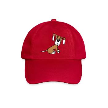 chien assis mignon petit chiot heureux animal de compagnie - Casquette classique - rouge classique - Devant