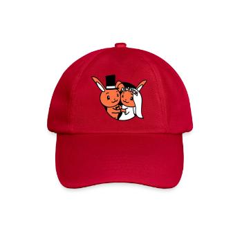 2 Hasen Pärchen Verliebt Frau Mann Reich Zylinder - Baseballkappe - klassisch Rot - Vorne