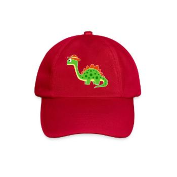 Cute dino with hat - Baseball Cap - classic red - Front