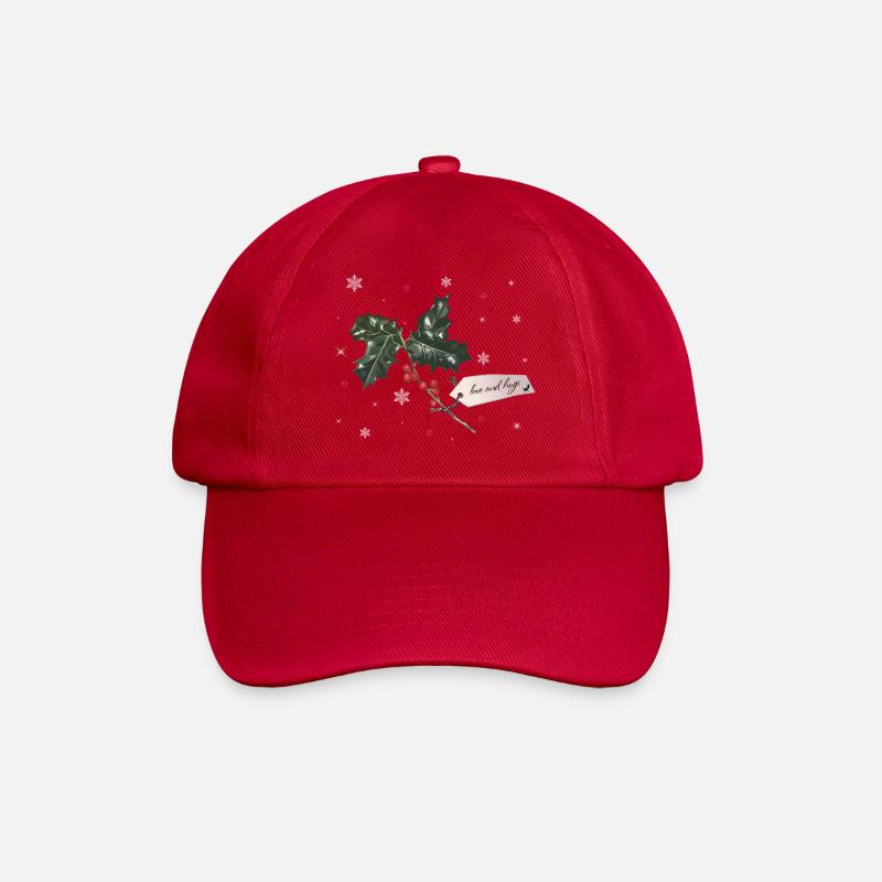 Zweig Christmas Holly mit roten Beeren - Baseballkappe - klassisch Rot
