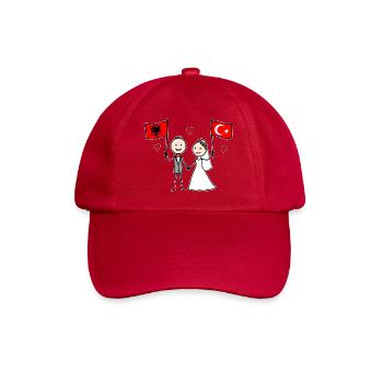 Wedding Couple Albania Turkey Flag - Baseball Cap - classic red - Front