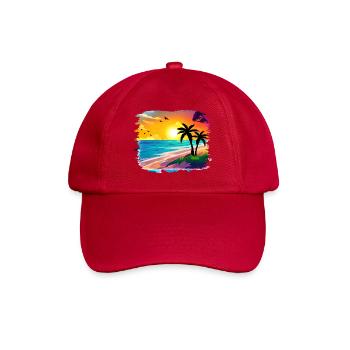 Summer Sunset Beach Watercolor - Baseball Cap - classic red - Front