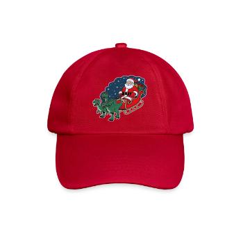 Santa Claus riding a sleigh pulled by dinosaurs - Baseball Cap - classic red - Front