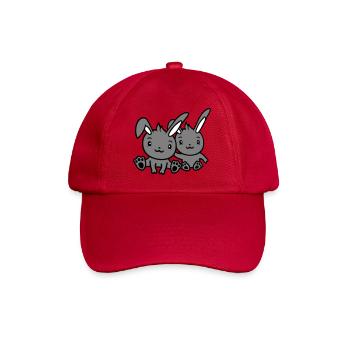 2 Bunnies Friends Team Crew Couple Two Lucky - Baseball Cap - classic red - Front