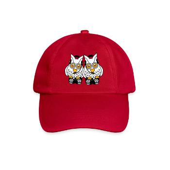 2 Gamer Owls Play Team Friends Two Player Duo - Baseball Cap - classic red - Front