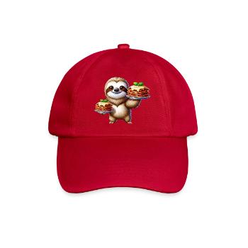 Cute Sloth Cartoon Lasagna Italian Food - Baseball Cap - classic red - Front