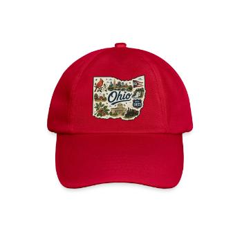 Ohio Buckeye State Vintage Travel Sticker - Baseball Cap - classic red - Front