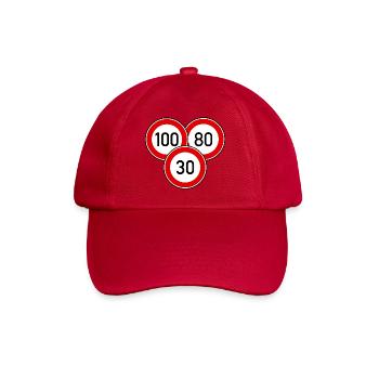 Tempolimit 100 - 80 - 30 - Baseballkappe - klassisch Rot - Vorne
