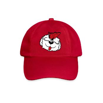 Dog Butterfly Nose Cute Funny Happy Comic - Baseball Cap - classic red - Front
