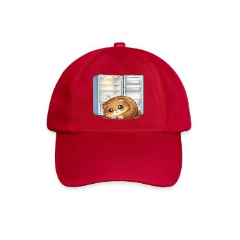 Kleine Katze vor offenem Kühlschrank - Baseballkappe - klassisch Rot - Vorne