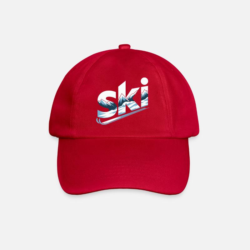 Ski Mountain Panorama Typo Design - Baseball Cap - classic red