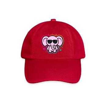 Rosa Elefant mit Brille - Baseballkappe - klassisch Rot - Vorne