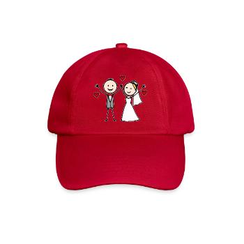Dessin animé du couple de mariés joyeux - Casquette classique - rouge classique - Devant