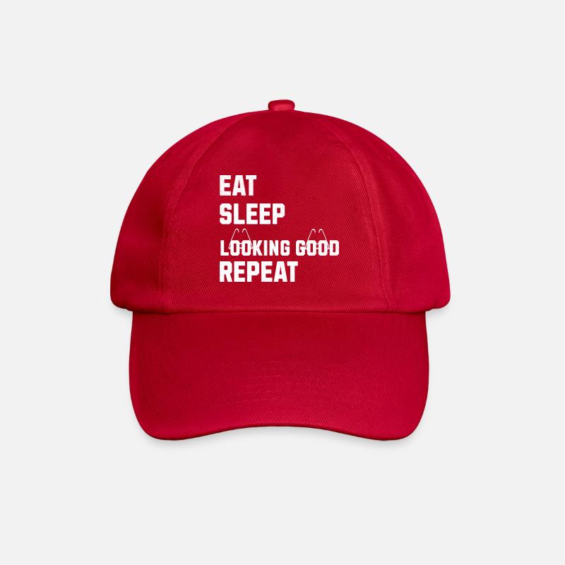Eat Sleep Looking Good Repeat Glasses - Baseball Cap - classic red