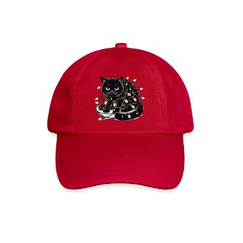 Grumpy Christmas Cat. Meow but please without tinsel - Baseball Cap - classic red - Front