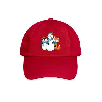 Winter Friends - Penguin, Snowman and Fox - Baseball Cap - classic red - Front