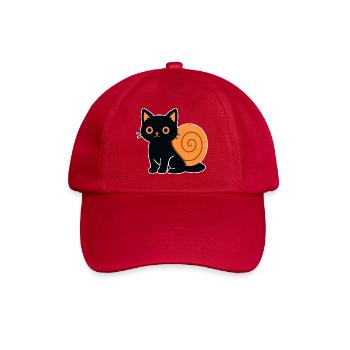 Katzensilhouette in Orange - Baseballkappe - klassisch Rot - Vorne
