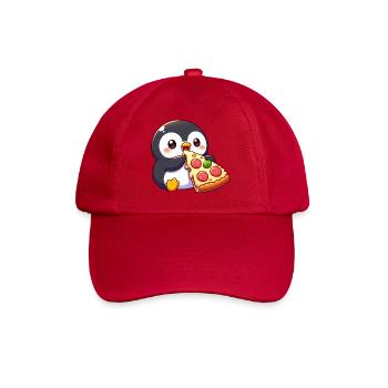 Süßer Pinguin Cartoon Pizza Essen Chill Gammeln - Baseballkappe - klassisch Rot - Vorne