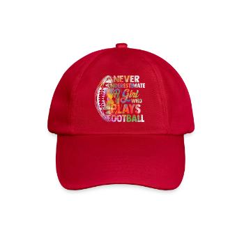Never Underestimate A Girl Who Plays Football Play - Baseball Cap - classic red - Front