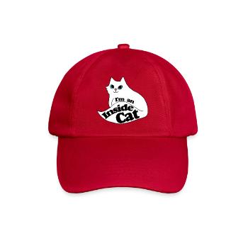 Inside Cat Cartoon Slogan Tee - Baseballkappe - klassisch Rot - Vorne
