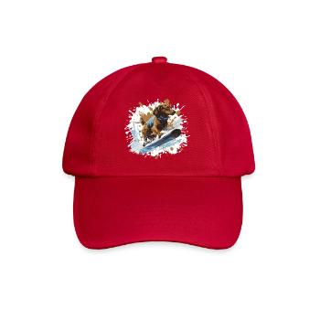 Dachshund Hund Dackel Snowboard - Baseballkappe - klassisch Rot - Vorne