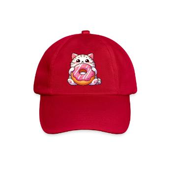 Süße Katze mit Donut Nachtisch Naschkatze - Baseballkappe - klassisch Rot - Vorne