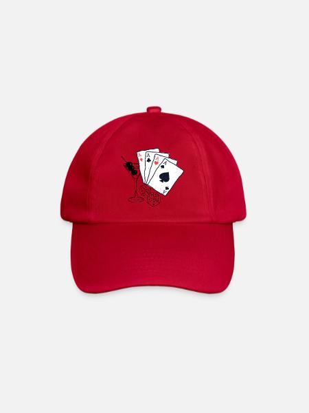 Spielkarten Design mit Ass-Motiven - Baseballkappe - klassisch Rot
