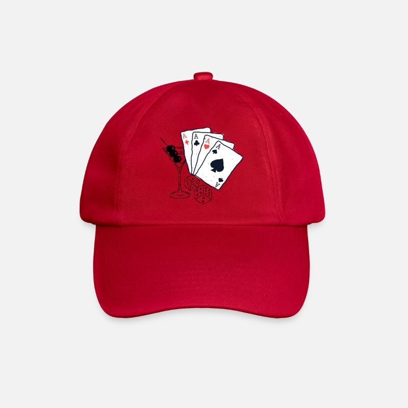 Spielkarten Design mit Ass-Motiven - Baseballkappe - klassisch Rot