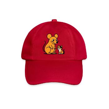 Kuschelige Maus und Kätzchen Duo - Baseballkappe - klassisch Rot - Vorne