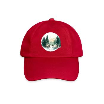 Waldtiere im Wald – Weihnachtsaquarell - Baseballkappe - klassisch Rot - Vorne